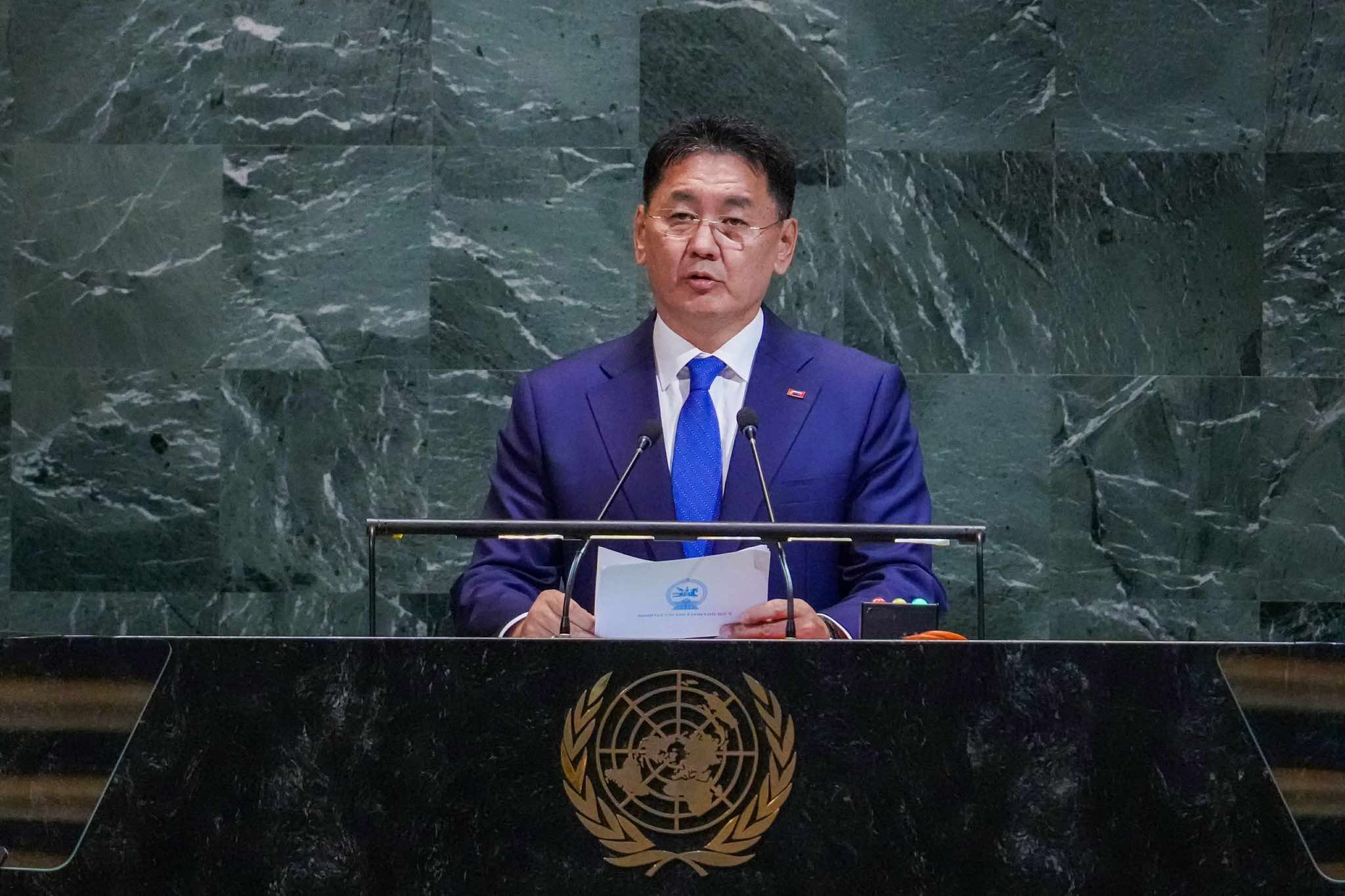 Монгол Улсын Ерөнхийлөгч У.Хүрэлсүх НҮБ-ын Ерөнхий Ассамблейн 80 дугаар чуулганы Ерөнхий санал шүүмжлэлд үг хэлэв