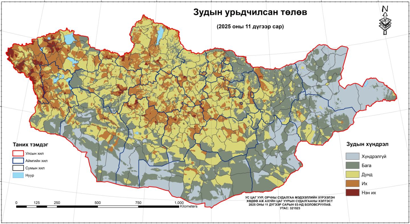 Баян-Өлгий, Увс, Ховдын ихэнх нутгаар зудын эрсдэл үүсэх төлөвтэй байна